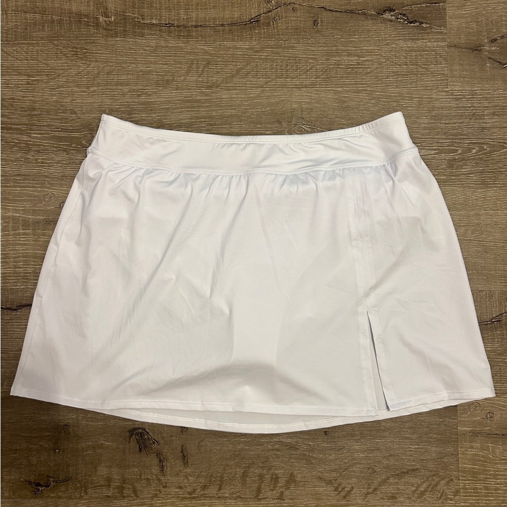 White swim skort